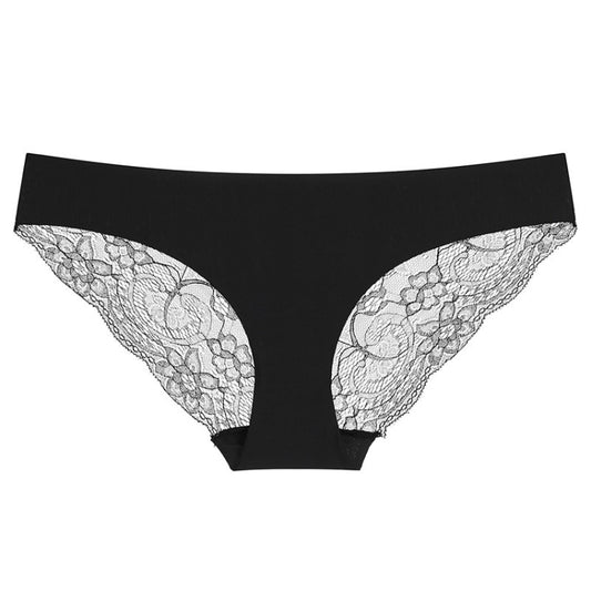 606 3pcs Sexy Lace One-piece Perspective Low-waist Ladies Underwear, Size: L(Black) - Ladies Underwear by PMC Jewellery | Online Shopping South Africa | PMC Jewellery
