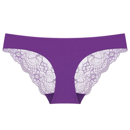 606 3pcs Sexy Lace One-piece Perspective Low-waist Ladies Underwear, Size: L(Deep Purple) - Ladies Underwear by PMC Jewellery | Online Shopping South Africa | PMC Jewellery