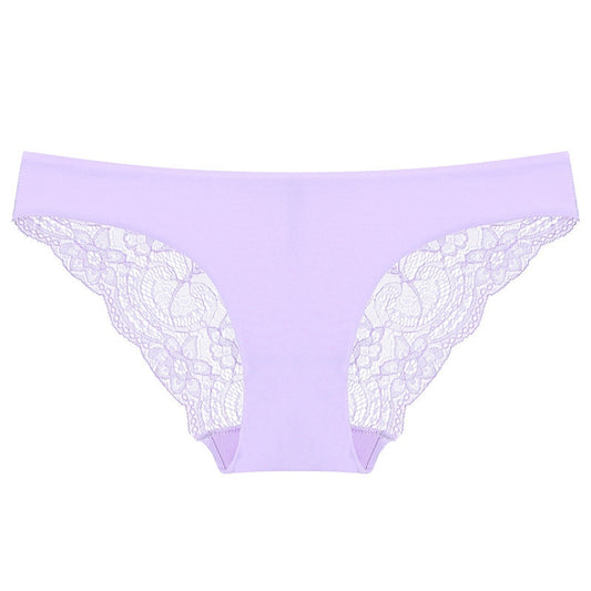 606 3pcs Sexy Lace One-piece Perspective Low-waist Ladies Underwear, Size: L(Light Purple) - Ladies Underwear by PMC Jewellery | Online Shopping South Africa | PMC Jewellery