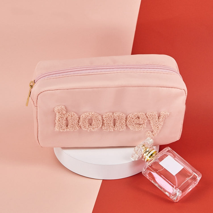 H6572 Letter Embroidered Nylon Travel Toiletry Bag Portable Cosmetic Bag(Pink) - Storage Boxes by PMC Jewellery | Online Shopping South Africa | PMC Jewellery