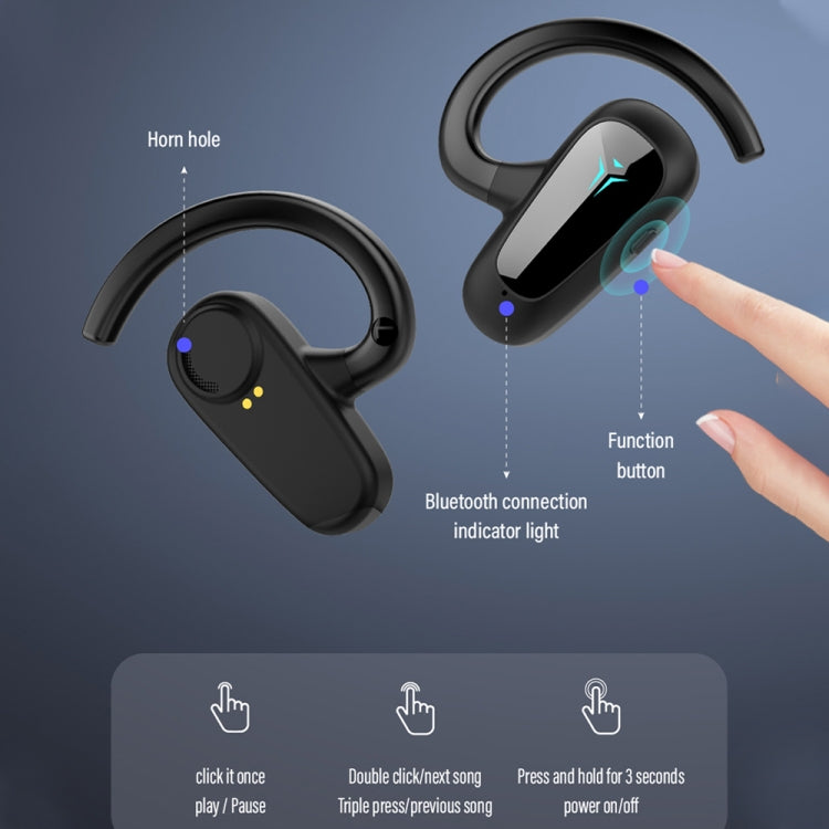 Bone Conduction Concepts Digital Display Stereo Bluetooth Earphones, Style: Single Ear(Black) - Bluetooth Earphone by PMC Jewellery | Online Shopping South Africa | PMC Jewellery