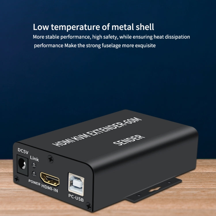 BW-HKE60A HDMI 60m KVM With USB Extender Support POE Single-End Power Supply With US Plug(Black) - Amplifier by PMC TechLife | Online Shopping South Africa | PMC TechLife