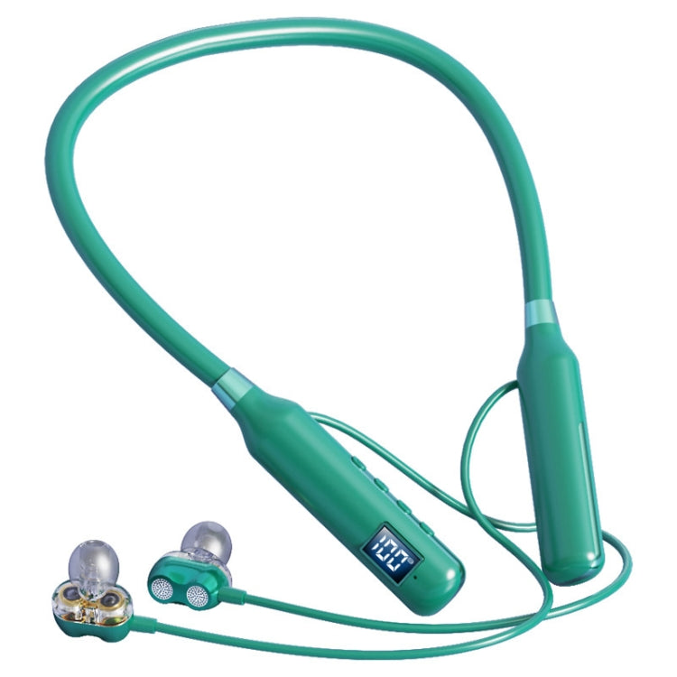 G72 Hanging Neck Card Insertable Digital Display Noise Reduction Wireless Bluetooth Earphone(Green) - Neck-mounted Earphone by PMC Jewellery | Online Shopping South Africa | PMC Jewellery