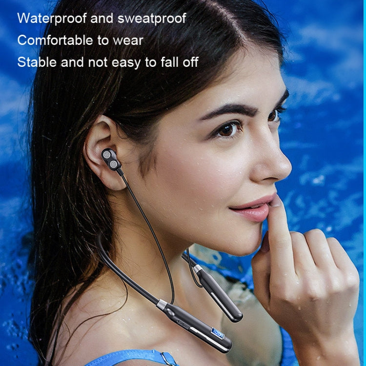 G72 Hanging Neck Card Insertable Digital Display Noise Reduction Wireless Bluetooth Earphone(Green) - Neck-mounted Earphone by PMC Jewellery | Online Shopping South Africa | PMC Jewellery