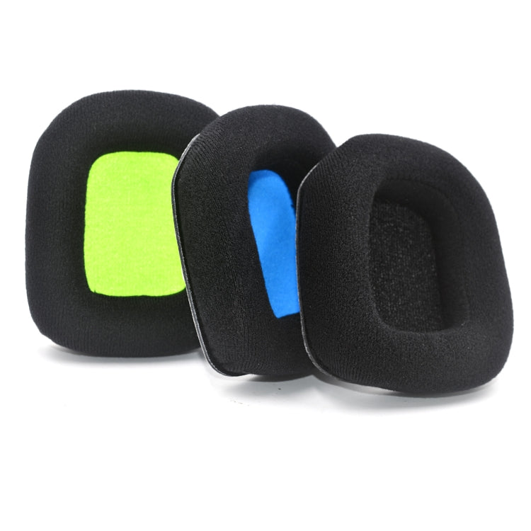 For Logitech Astro A20 2pcs Fleece Memory Foam Headphone Covers Earmuffs(Black Green Net) - Earmuff & Pad by PMC Jewellery | Online Shopping South Africa | PMC Jewellery