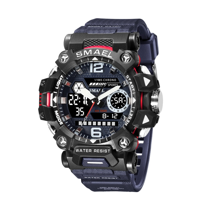 SMAEL 8072 Alloy Outdoor Multifunctional Electronic Watch Men Dual Display Waterproof Watch(Blue) - Metal Strap Watches by SMAEL | Online Shopping South Africa | PMC Jewellery | Buy Now Pay Later Mobicred