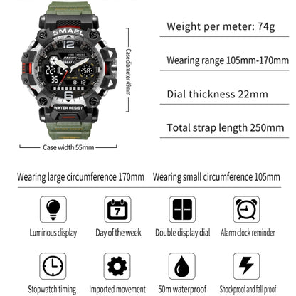 SMAEL 8072 Alloy Outdoor Multifunctional Electronic Watch Men Dual Display Waterproof Watch(Blue) - Metal Strap Watches by SMAEL | Online Shopping South Africa | PMC Jewellery | Buy Now Pay Later Mobicred