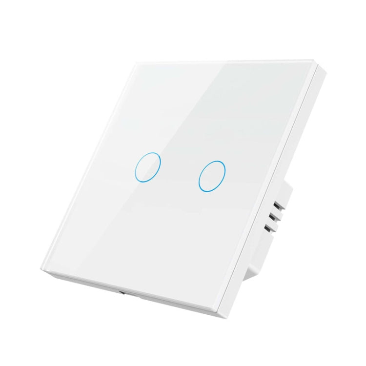 Tuya ZigBee Zero Firewire Touch Wall Remote Control Switch Light Control Voice Switch EU Plug, Style: 2 Gang (White) - Smart Switch by PMC TechLife | Online Shopping South Africa | PMC TechLife