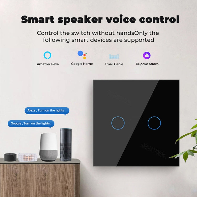 Tuya ZigBee Zero Firewire Touch Wall Remote Control Switch Light Control Voice Switch EU Plug, Style: 3 Gang (Black) - Smart Switch by PMC TechLife | Online Shopping South Africa | PMC TechLife