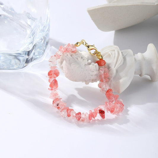 Women Boho Natural Gravel Beaded Bracelet Anklet(S2211-13 Watermelon Red) - Clothing & Beauty by PMC Jewellery | Online Shopping South Africa | PMC Jewellery