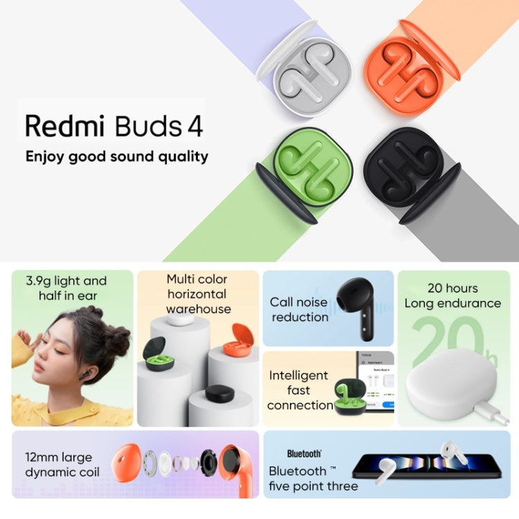 Original Xiaomi Redmi Buds 4 Lite TWS Bluetooth 5.3 Call Noise Reduction Earphone(Black) - TWS Earphone by Xiaomi | Online Shopping South Africa | PMC Jewellery