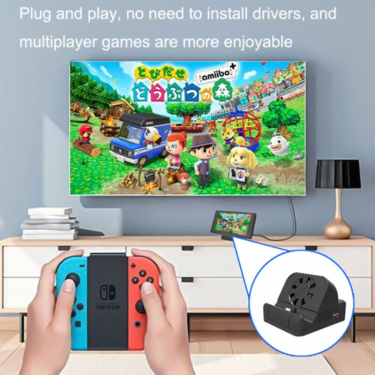 For Nintendo Switch / Switch OLED SW300 HDMI Video Casting Converter Cooling Fan Base Charger(Black) - Charger & Power by PMC TechLife | Online Shopping South Africa | PMC TechLife
