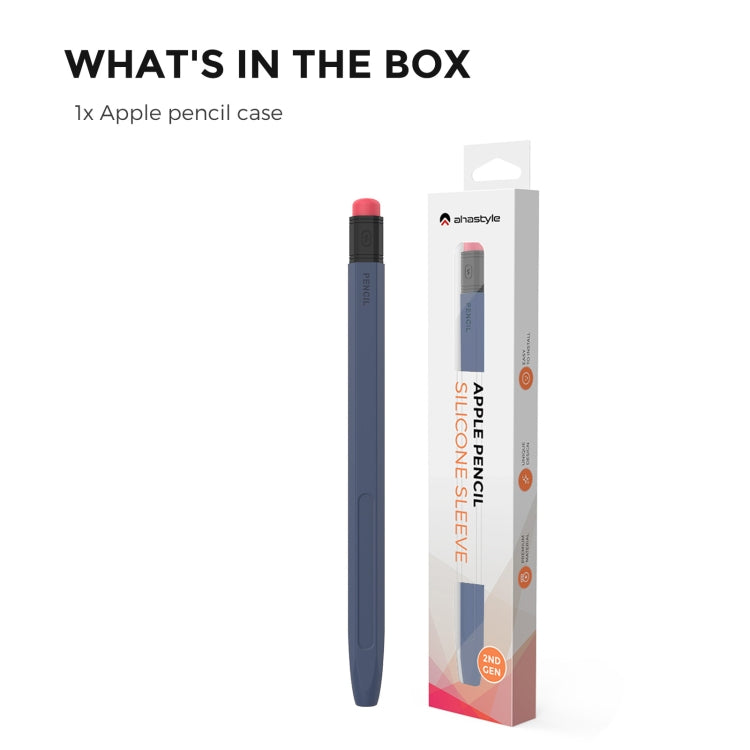 For Apple Pencil 2 AhaStyle PT180-2 Silicone Protective Case Anti-Slip And Anti-Drop Capacitive Pen Case(Midnight Blue) - Pencil Accessories by AhaStyle | Online Shopping South Africa | PMC Jewellery