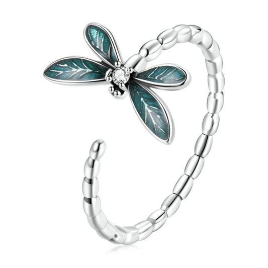 BSR216 Sterling Silver S925 Zircon Vintage Dragonfly Open Ring -  by PMC Jewellery | Online Shopping South Africa | PMC Jewellery