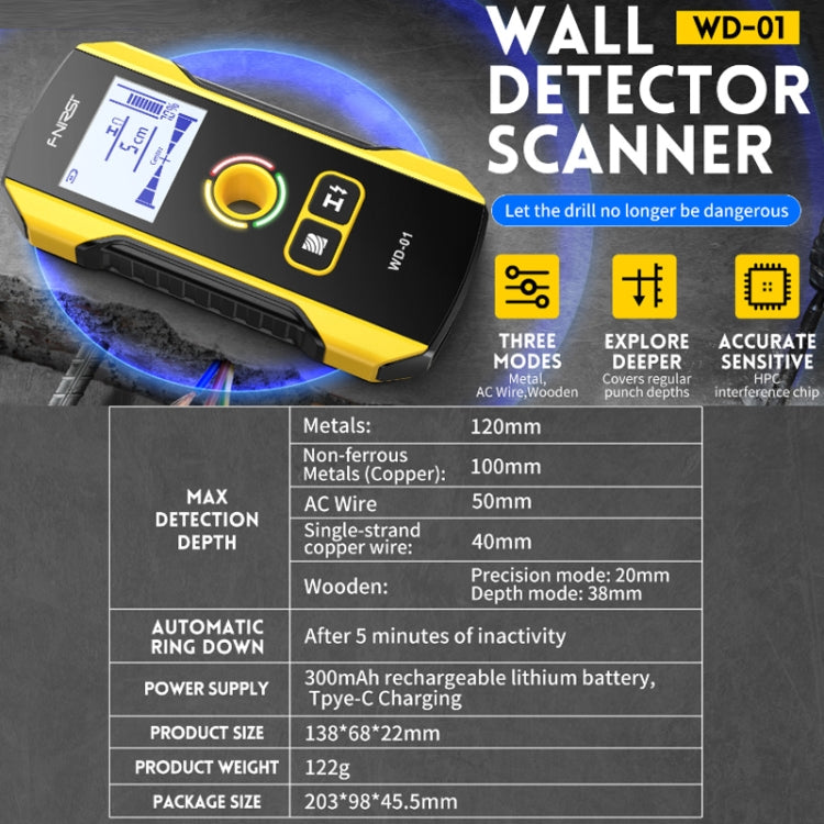 FNIRSI WD-01 Multifunctional Load-Bearing Wall Wire Metal Detector Dark Line Scanner - free shipping - PMC TechLife - Order now!