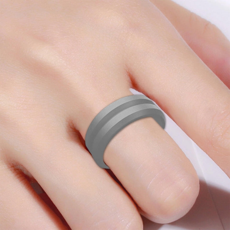 SiR053 V Shaped Grooved Edge Silicone Ring Outdoor Sports Couple Ring No.9(Light Gray) - Rings by PMC Jewellery | Online Shopping South Africa | PMC Jewellery