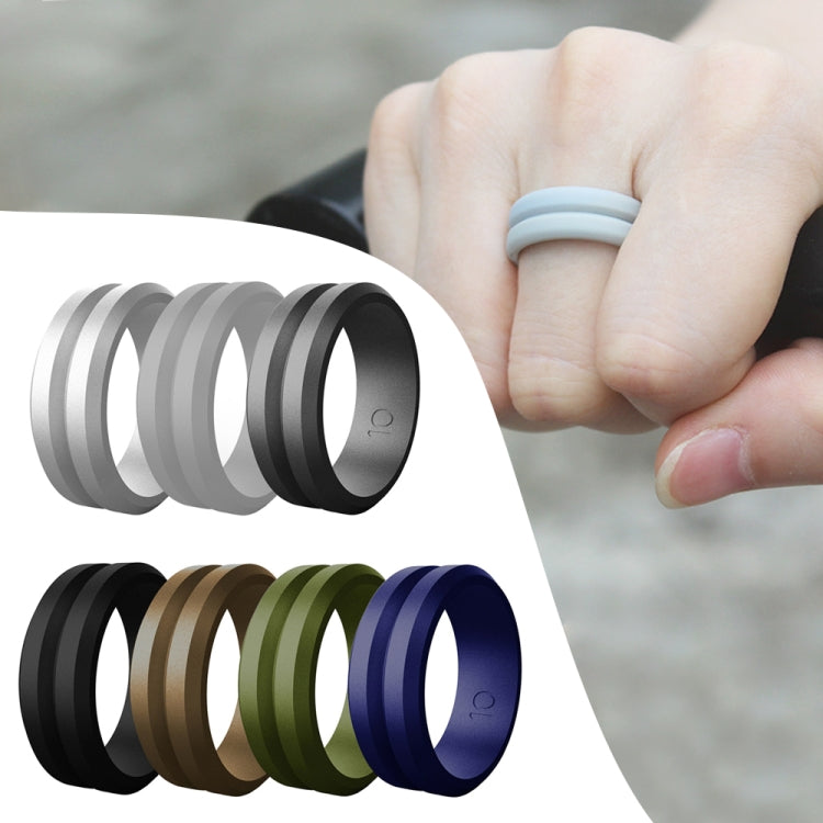 SiR053 V Shaped Grooved Edge Silicone Ring Outdoor Sports Couple Ring No.14(Dark Blue) - Rings by PMC Jewellery | Online Shopping South Africa | PMC Jewellery