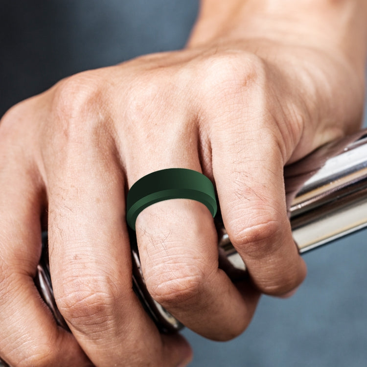 SIR062 8MM Wide Bevel Silicone Ring Sports Ring No.12(Forest Green) - Rings by PMC Jewellery | Online Shopping South Africa | PMC Jewellery