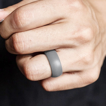 SiR013 8.7mm Curved Outdoor Sports Silicone Ring, Size: No.8(Light Grey) - Rings by PMC Jewellery | Online Shopping South Africa | PMC Jewellery