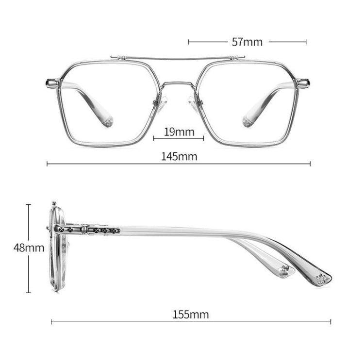 A5 Double Beam Polarized Color Changing Myopic Glasses, Lens: -100 Degrees Gray Change Grey(Gray Silver Frame) - Plain Glass Spectacles by PMC Jewellery | Online Shopping South Africa | PMC Jewellery