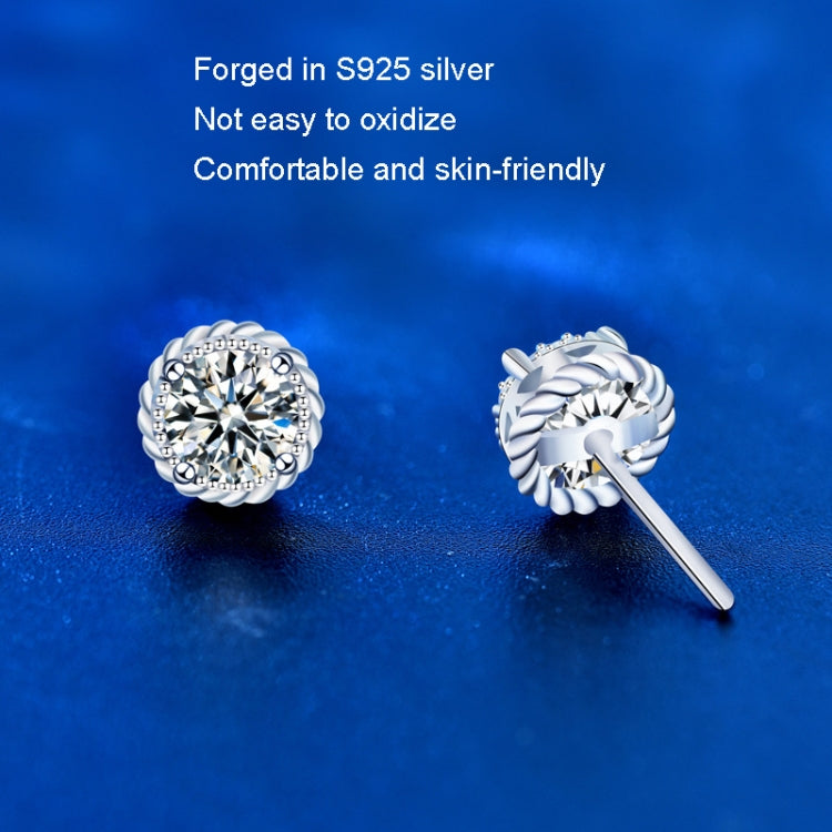 XEA009 925 Silver Needle Crown Earrings(50 Points Mosan Diamond White Gold) - Stud Earrings & Earrings by PMC Jewellery | Online Shopping South Africa | PMC Jewellery