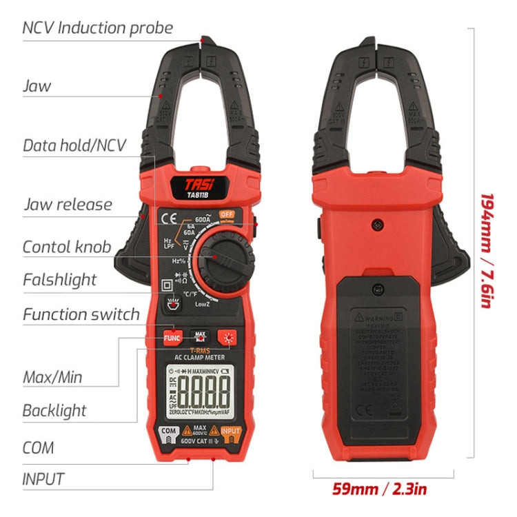 TASI TA811A Clamp Meter High Accuracy AC DC Voltage Ammeter - Digital Multimeter by TASI | Online Shopping South Africa | PMC Jewellery | Buy Now Pay Later Mobicred