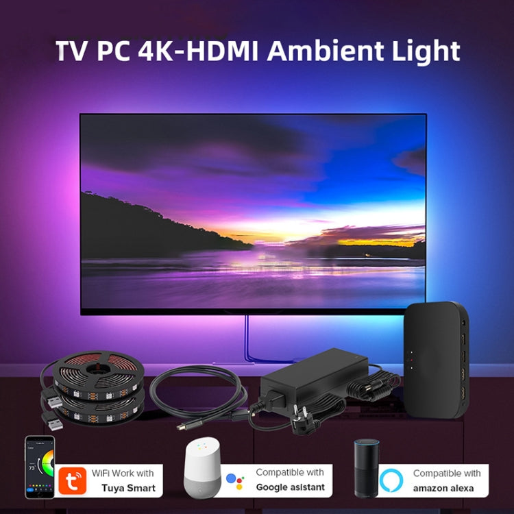 HDMI 2.0-PRO Smart Ambient TV Led Backlight Led Strip Lights Kit Work With TUYA APP Alexa Voice Google Assistant 2 x 3m(US Plug) - Casing Waterproof Light by PMC Jewellery | Online Shopping South Africa | PMC Jewellery