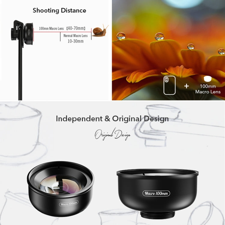 APEXEL APL-HB100MM HD Insect Jewelry 100 Micro External Mobile Phone Lens(Telephoto Clip) - free shipping - PMC TechLife - Order now!