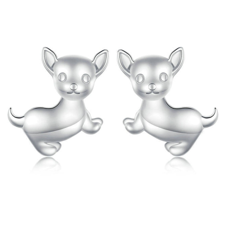 SCE1620 Sterling Silver S925 Platinum Plated Cute Chihuahua Dog Earrings - Stud Earrings & Earrings by PMC Jewellery | Online Shopping South Africa | PMC Jewellery