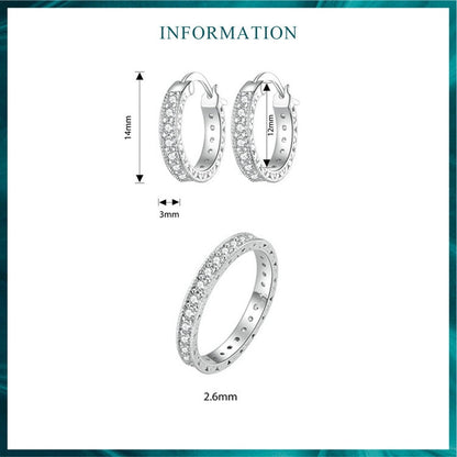 Sterling Silver Fine Sparkle Zirconia Stud Earrings Ring Set(No. 8) - Jewelry Sets by PMC Jewellery | Online Shopping South Africa | PMC Jewellery