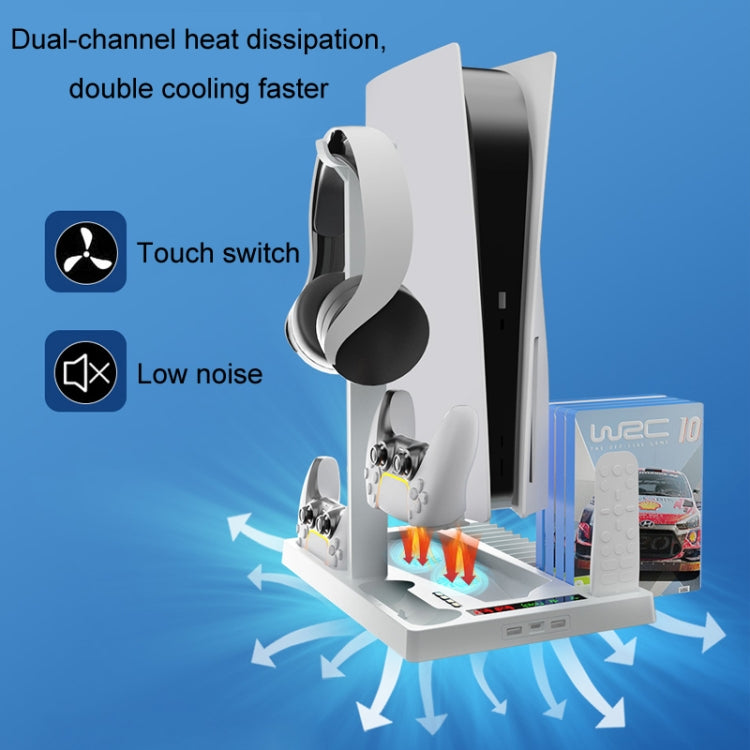 iplay for PS5 Host Cooling Handle Charging Base with Disc Storage Rack(White) - free shipping - PMC TechLife - Order now!