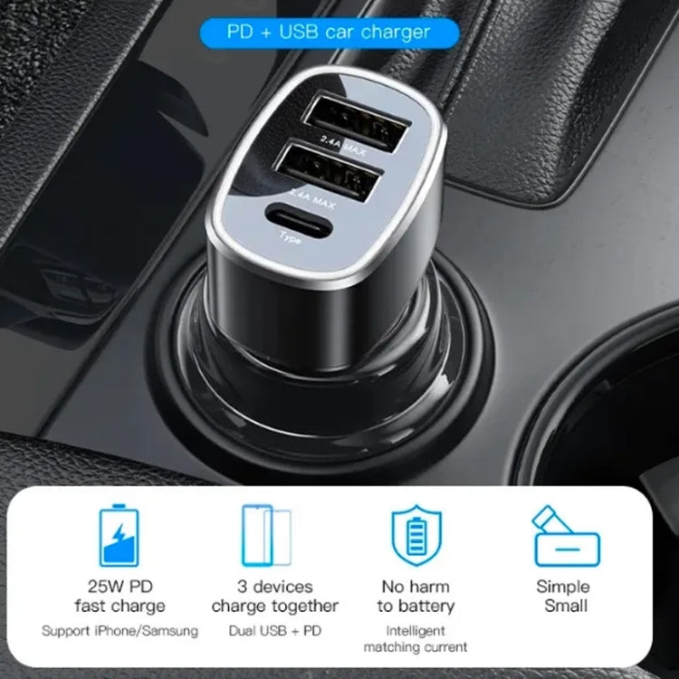 Yesido Y47 49W Double USB+Type-C/USB-C Port Car Fast Charger(Black) - Car Charger by Yesido | Online Shopping South Africa | PMC Jewellery