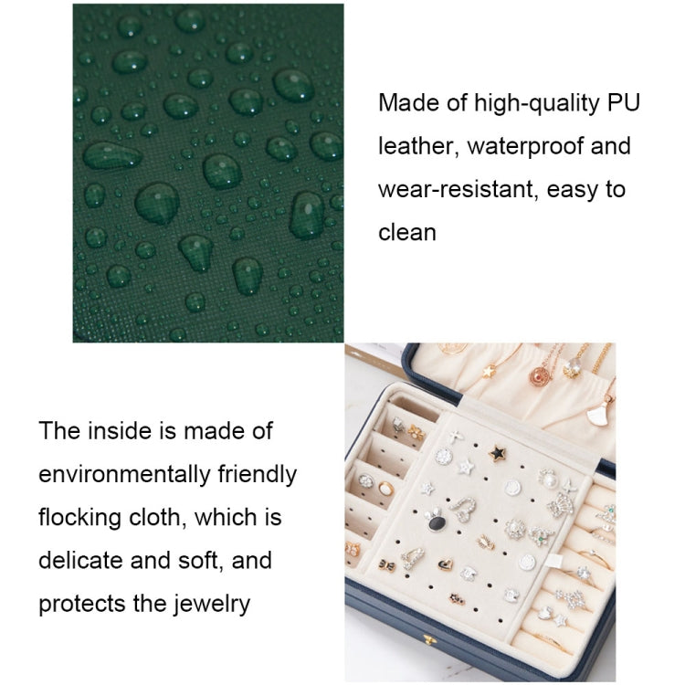 Large-capacity Three-layer PU Leather Waterproof Jewelry Storage Box Earring Necklace Storage Box(Dark Green) - Jewelry Storages by PMC Jewellery | Online Shopping South Africa | PMC Jewellery