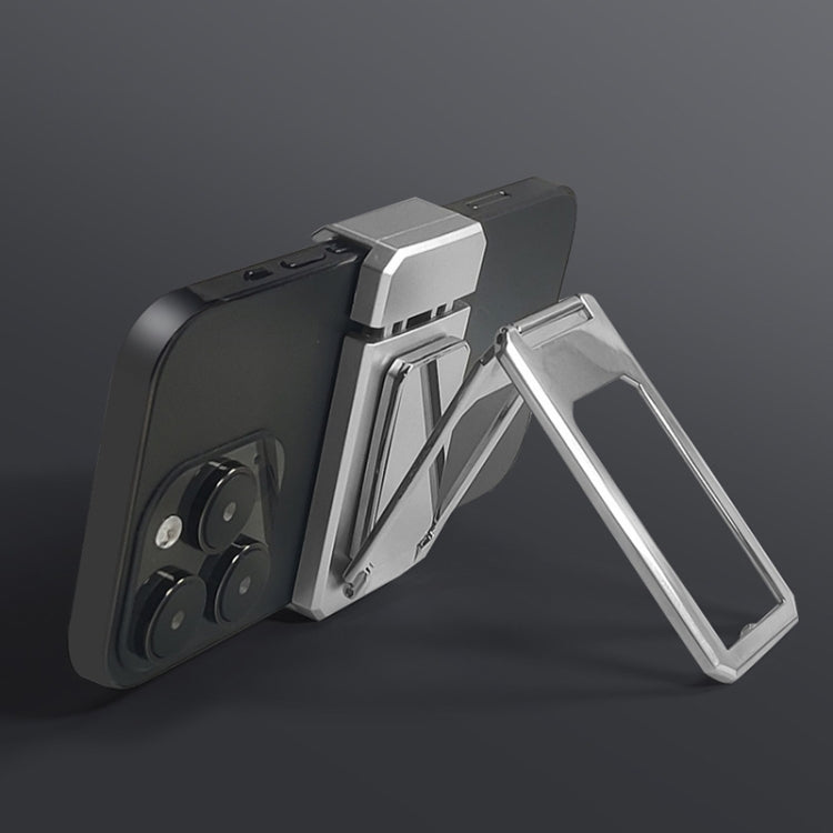 Back Clip Double Ring Magnetic Metal Folding Phone Bracket Desktop Lazy Ring Phone Holder(Black) - Ring Holder by PMC TechLife | Online Shopping South Africa | PMC TechLife