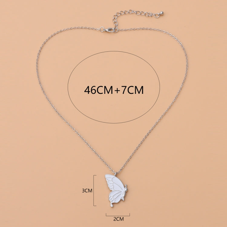 Sisters Mother and Daughter Alloy Drip Oil Butterfly Necklace Clavicle Chain(Silver) - Necklaces & Pendants by PMC Jewellery | Online Shopping South Africa | PMC Jewellery