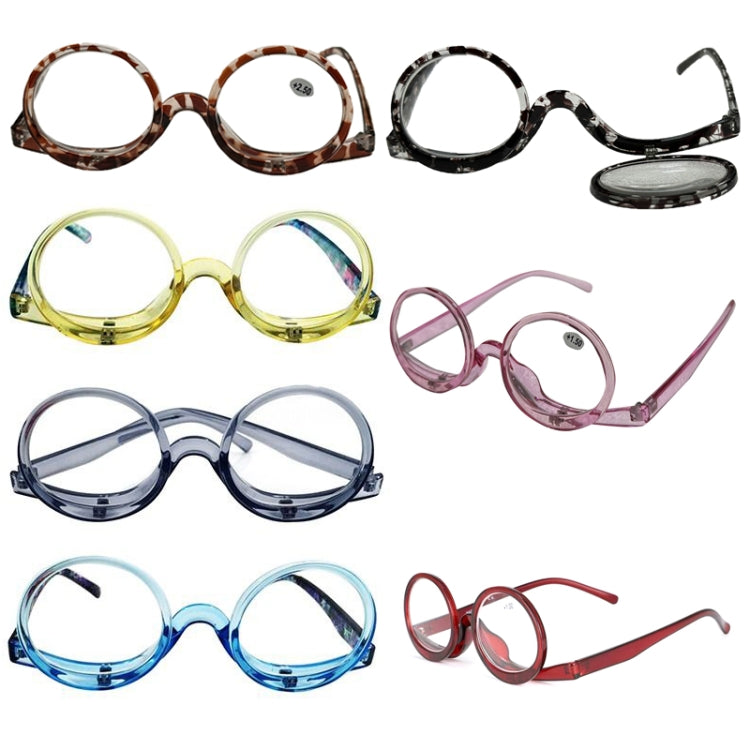 Makeup Magnifying Glass Presbyopic Glasses Flip Swivel Reading Glasses, Degree: +300(Yellow Frame) - Presbyopic Glasses by PMC Jewellery | Online Shopping South Africa | PMC Jewellery