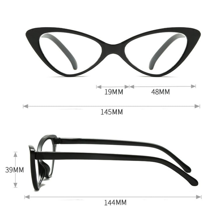 Street Stall Triangular Cat Eye Presbyopic Glasses, Degree: +100(Light Yellow) - Presbyopic Glasses by PMC Jewellery | Online Shopping South Africa | PMC Jewellery