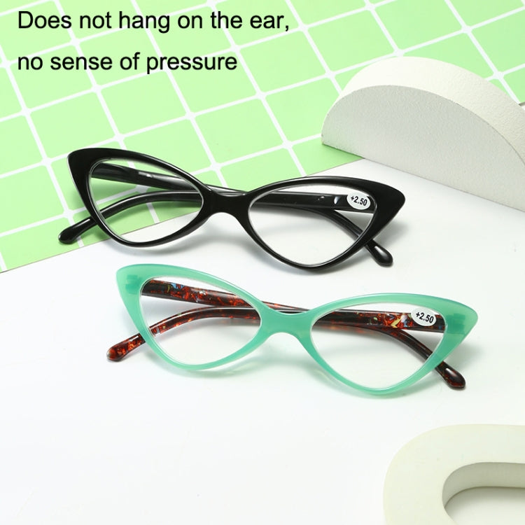 Street Stall Triangular Cat Eye Presbyopic Glasses, Degree: +300(Light Green) - Presbyopic Glasses by PMC Jewellery | Online Shopping South Africa | PMC Jewellery