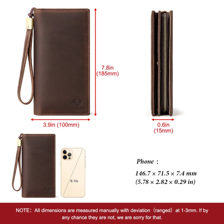 HUMERPAUL RFID Large Capacity Leather Wallet Long Men Pump Mobile Phone(Brown) - free shipping - PMC TechLife - Order now!