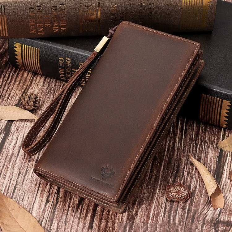 HUMERPAUL RFID Large Capacity Leather Wallet Long Men Pump Mobile Phone(Brown) - free shipping - PMC TechLife - Order now!