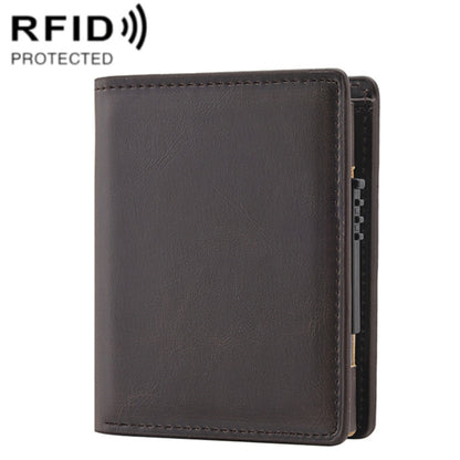 RFID Anti-Theft Short Wallet Automatic Pop-Up Aluminum Alloy Antimagnetic Card Holder(Dark Brown) - Antimagnetic RFID Package by PMC Jewellery | Online Shopping South Africa | PMC Jewellery | Buy Now Pay Later Mobicred