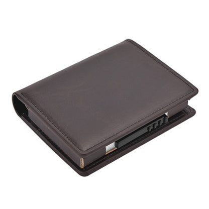 RFID Anti-Theft Short Wallet Automatic Pop-Up Aluminum Alloy Antimagnetic Card Holder(Dark Brown) - Antimagnetic RFID Package by PMC Jewellery | Online Shopping South Africa | PMC Jewellery | Buy Now Pay Later Mobicred