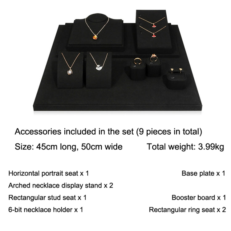 Black Microfiber Necklace Ring Jewelry Display Live Jewelry Prop Rack Set 3 - Jewelry Storages by PMC Jewellery | Online Shopping South Africa | PMC Jewellery