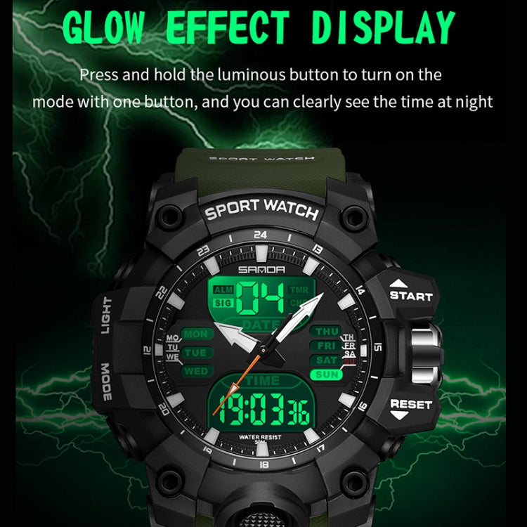 SANDA Green Light Alarm Clock Multifunctional Waterproof Shockproof Transparent Watch(Black) - Silicone Strap Watches by SANDA | Online Shopping South Africa | PMC Jewellery