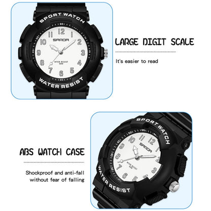 SANDA Small Fresh Digital All-match Waterproof Luminous Student Watch(Black White) - LED Digital Watches by SANDA | Online Shopping South Africa | PMC Jewellery