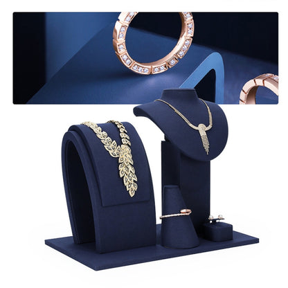 45x50x2cm Bottom Plate Jewelry Display Props Blue Microfiber Window Necklace Earring Ring Stand - Jewelry Storages by PMC Jewellery | Online Shopping South Africa | PMC Jewellery