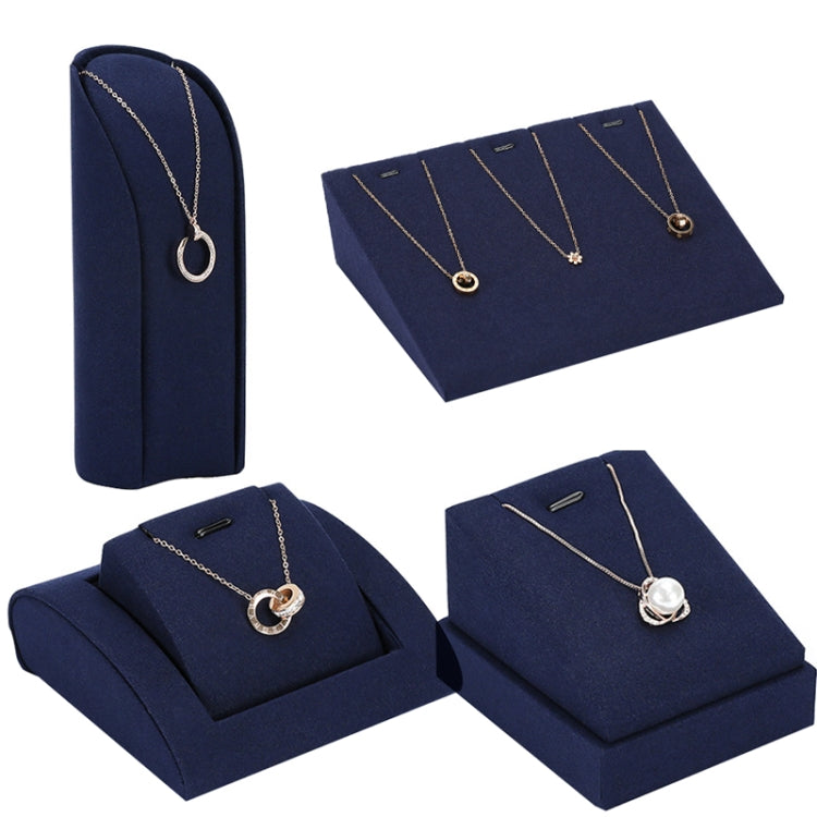 20x14x5.5cm 3-bit Necklace Holder Jewelry Display Props Blue Microfiber Window Necklace Earring Ring Stand - Jewelry Storages by PMC Jewellery | Online Shopping South Africa | PMC Jewellery