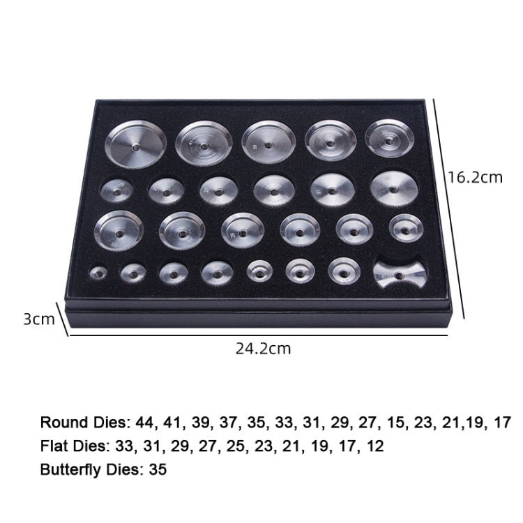 25pcs/set Aluminum Watch Back Case Closer Press Dies Watch Repair Tool - Watch Repair Tools by PMC Jewellery | Online Shopping South Africa | PMC Jewellery