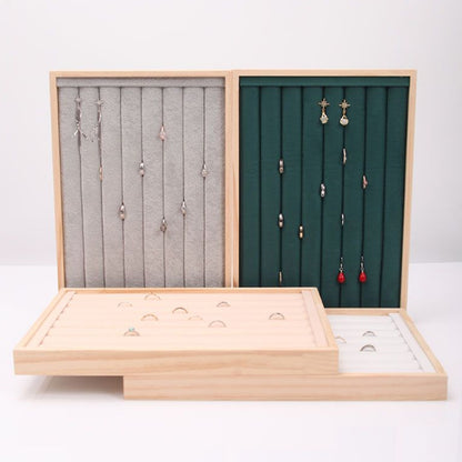 Solid Wooden Velvet Jewelry Display Tray Ring Earring Bracelet Storage And Organization Box, Specification: Small Ice Flower Velvet - Jewelry Storages by PMC Jewellery | Online Shopping South Africa | PMC Jewellery