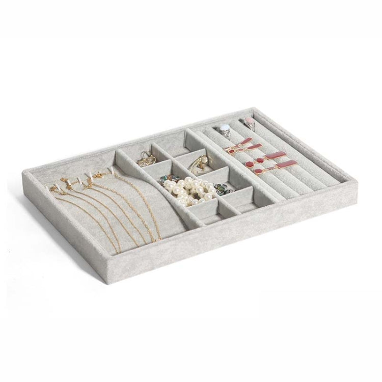 Suede Jewelry Storage Tray Necklace Pendant Bracelet Bangle Display Case, Size: Three-use Tray(Grey) - Jewelry Storages by PMC Jewellery | Online Shopping South Africa | PMC Jewellery